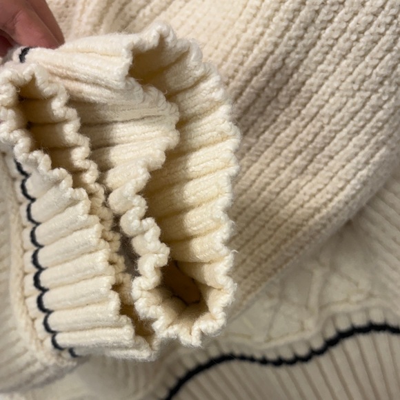 ANTHROPOLOGIE MAEVE THE TILLIE V NECK PULLOVER SWEATER XL PETITE IVORY CHUNKY - Picture 4 of 5
